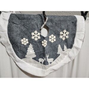 36" Christmas‎ Tree Skirt Winter Scene Deer Snowflakes